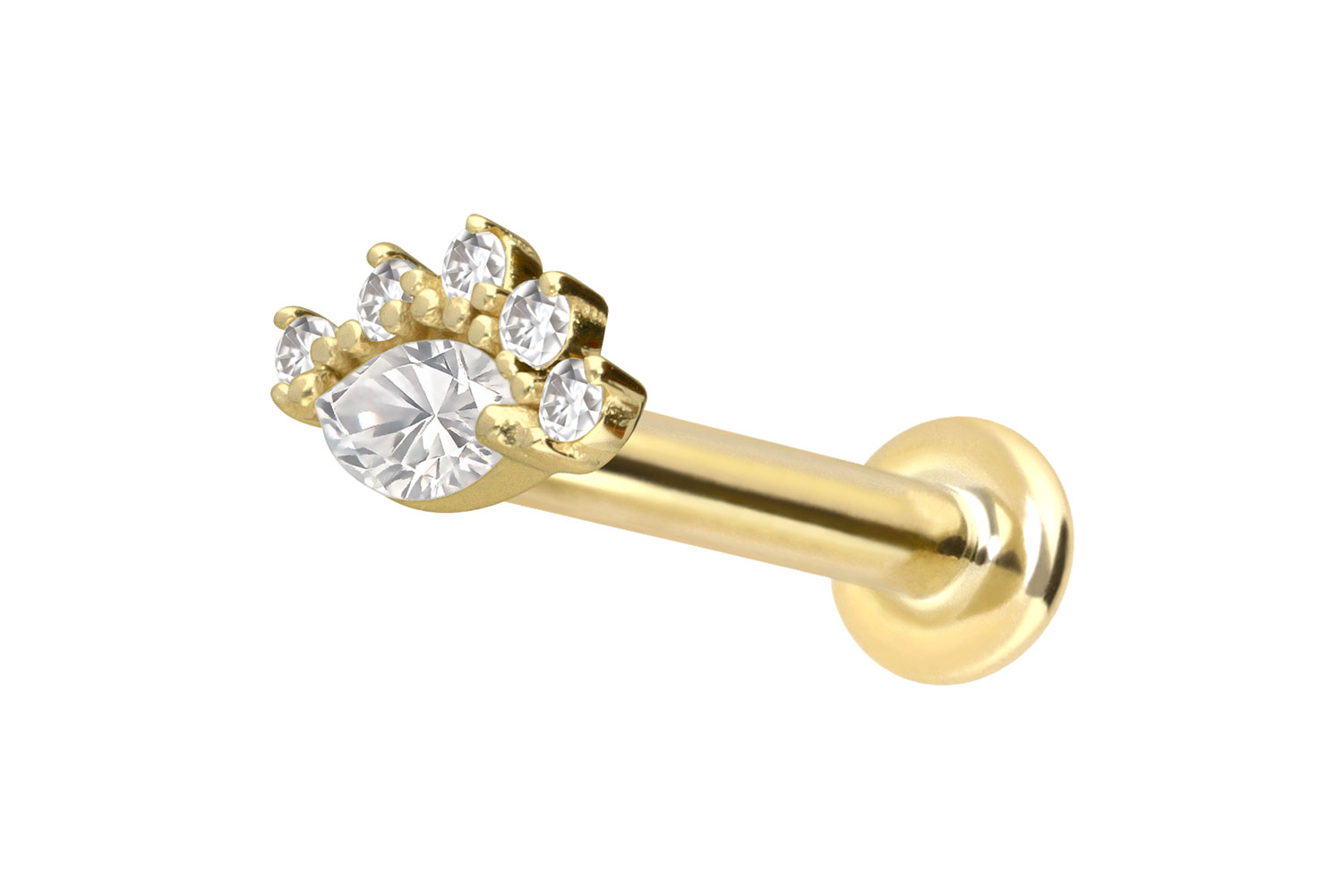 14 Karat Gold Labret Piercing mit Innengewinde MOISSANITE-AUGE